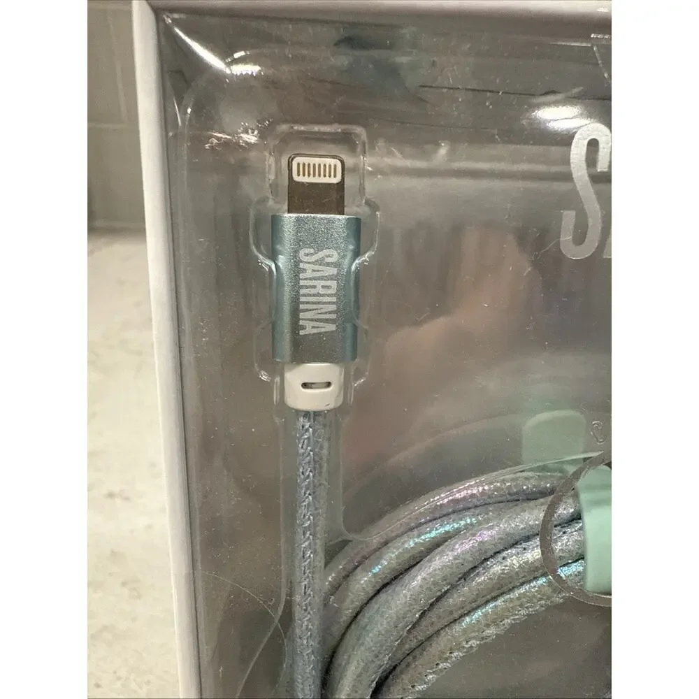 Sarina 10ft Blue Iridescent Lightning Charge Cable USB-A iPhone MFI Certified